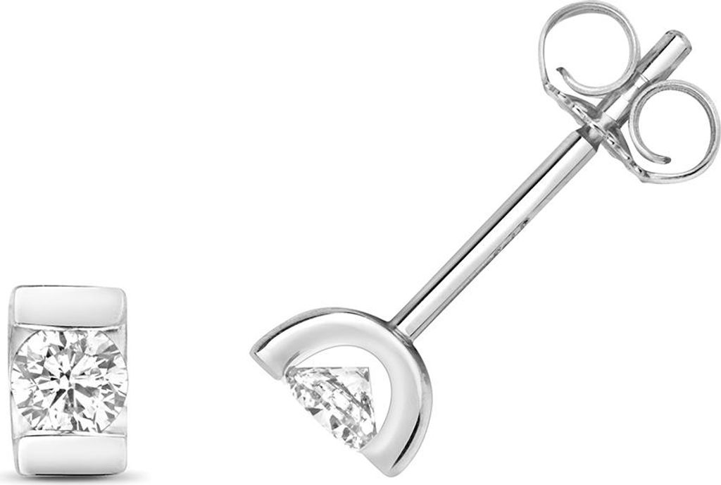 9 Karat (375) Weißgold Damen - Diamant Ohrstecker Produktbild 