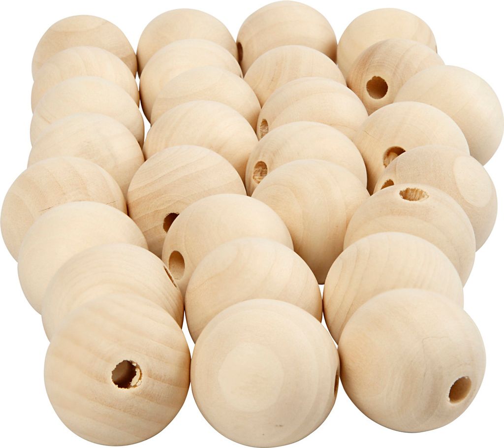 Creativ Company Holzperle, D 25 mm, Lochgröße 4,5 mm, 100 Stück 1 Box