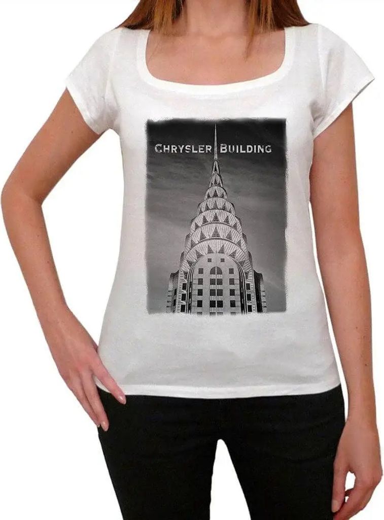 Damen Grafik T-Shirt Chrysler-Gebäude – Chrysler Building – Öko-Verantwortlich Vintage Jahrgang Kurzarm Lustige Druck Geburtstag Geschenk Frau