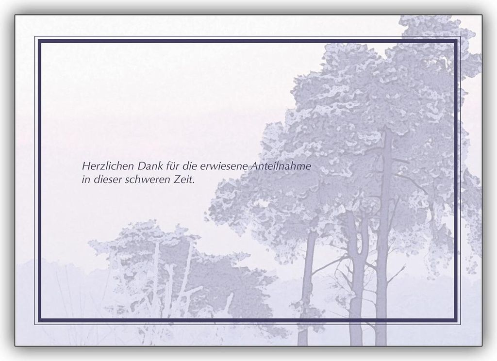 4x Würdevolle Trauer Dankeskarte: Herzlichen Dank für die erwiesene Anteilnahme...