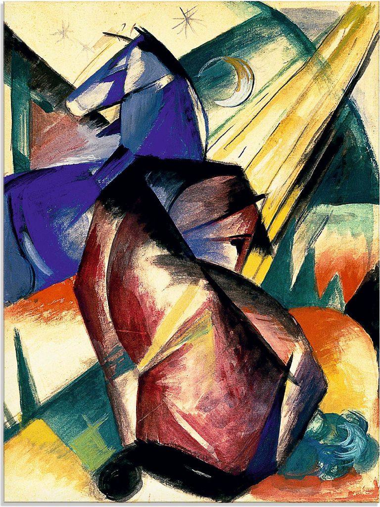 ARTland Glasbild Zwei Pferde rot und blau. 1912 Größe: 45x60 cm