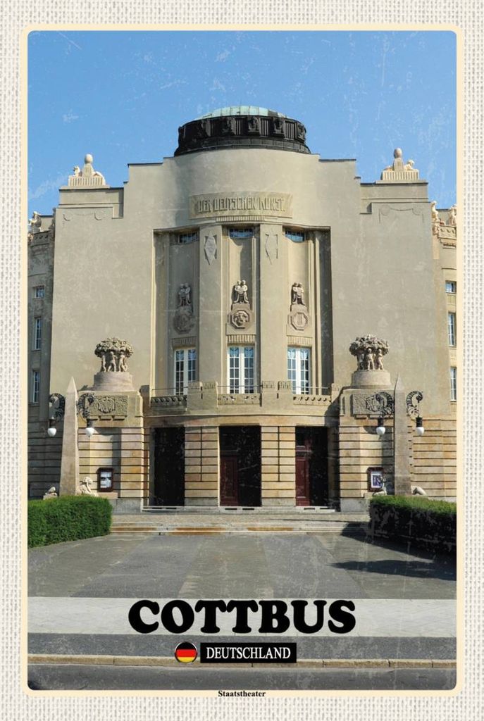 vianmo Holzschild 18x12 cm Cottbus Staatstheater Bildmotiv Reisemotiv Abenteuer Reisen