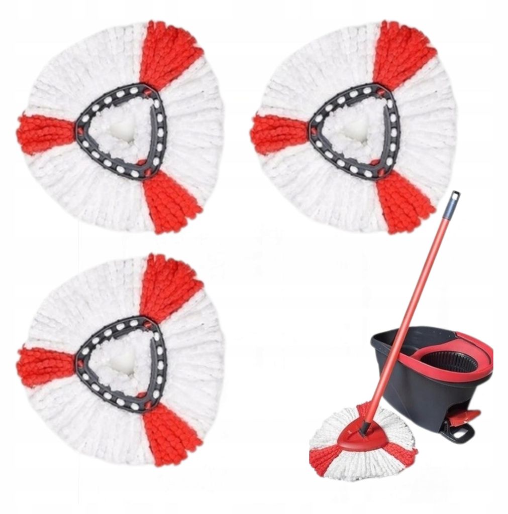 Mop Z Mikrofibry – Wkłady Do Mopa – 3 Końcówki, 36 x 36 cm, Zdjęcie produktu 