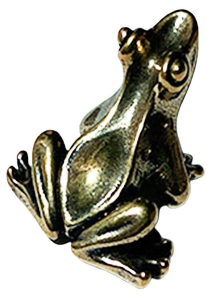 Mini-Froschfigur aus Messing, 2,5 cm, winziger Glücksbringer für die Tasche, kleine Froschstatue aus Kupfer für Garten, Terrasse, Balkon, Zen-Me...