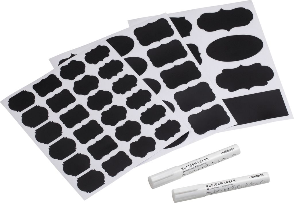 Meister Tafeletiketten 300-teilig 2 Kreidemarker Selbstklebend Universal-Etikett