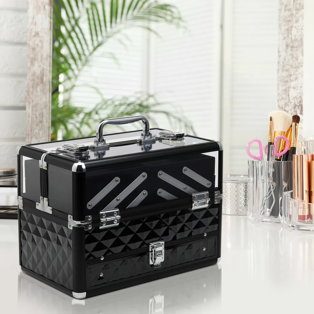 Coffre de Rangement Cosmétiques HOMCOM - Mallette Make-up Noir 30cm