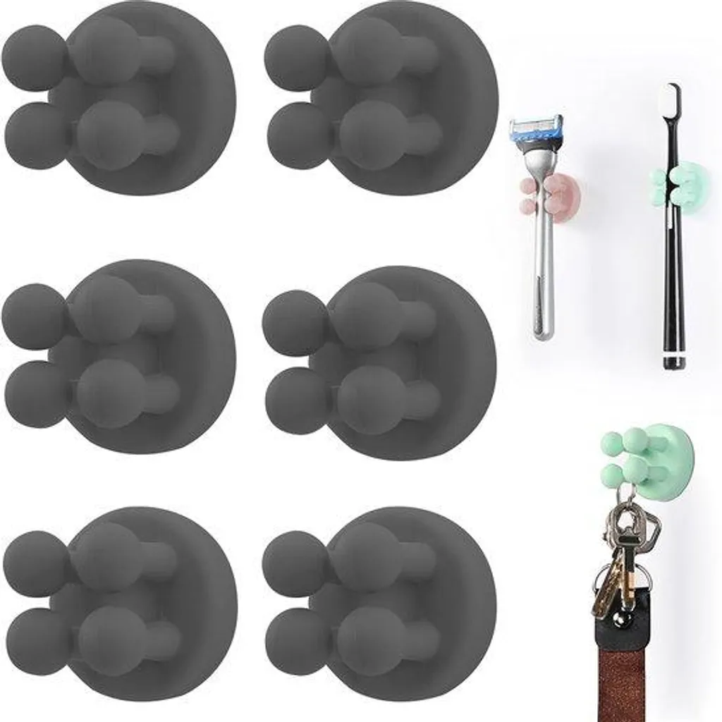 Support brosse à dents étanche en silicone avec adhésif mural noir mat