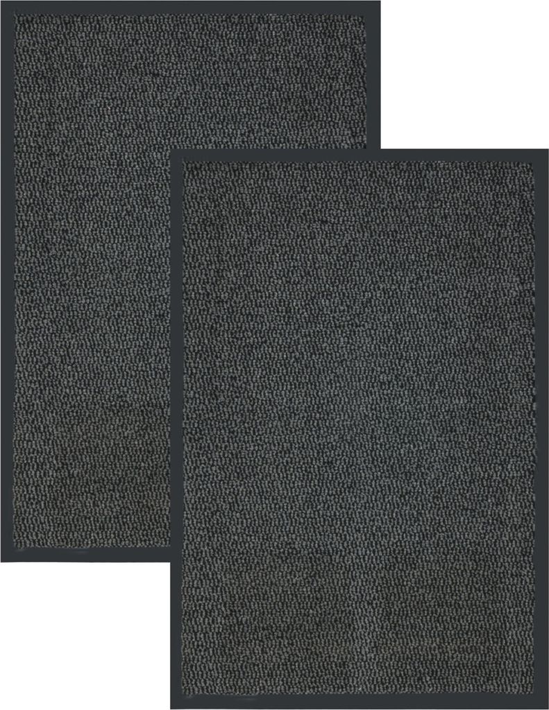 Fußmatten Set 2-teilig - 60x90 cm - Grau - PVC-Rücken - Schmutzfangmatte - Türmatte - Rutschfest - Wetterfeste