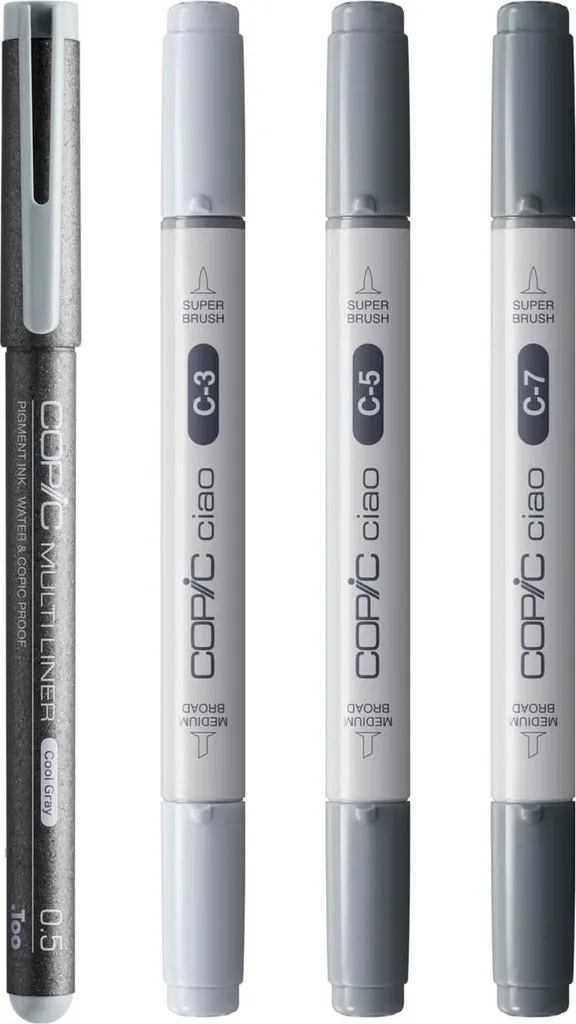 Offerta Set Copic Ciao Grigio Scuro Freddo - 3+1 Marker Professionali - 11