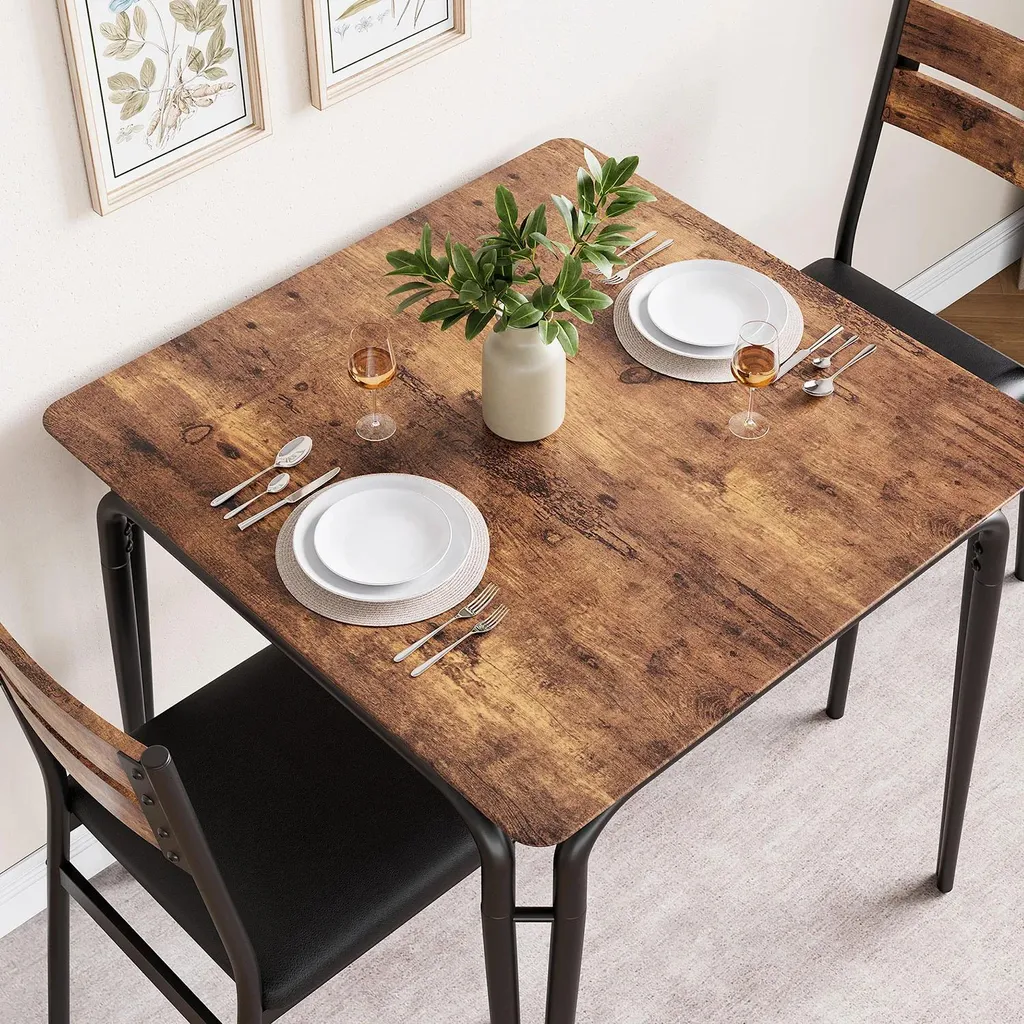 Ensemble repas moderne bois et métal avec assises rembourrées moelleuses - 12