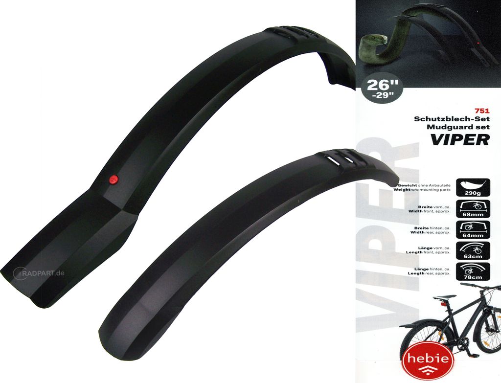 Hebie Vipper 26-29´´ Schutzblech-set Schwarz 26-29´´ Produktbild 6