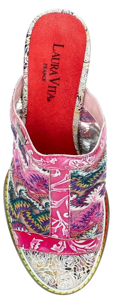 Laura Vita Damen Pantolette Boho-Chic bestickt Metallicabsatz LEDAO 07, Größe:37 EU, Farbe:Rot