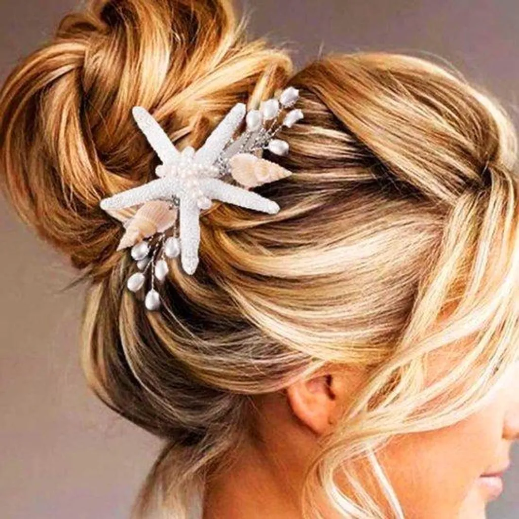 Barrette mariée sirène argent perles pour chignon - Accessoire Unicra