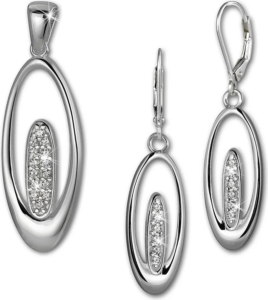 Parure de bijoux en argent et oxydes de zirconium pour femme