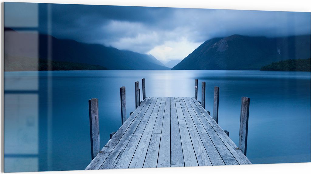 DEQORI Magnettafel Glas 100x50 cm 'Steg ins Geheimnis' beschreibbar Whiteboard Küche