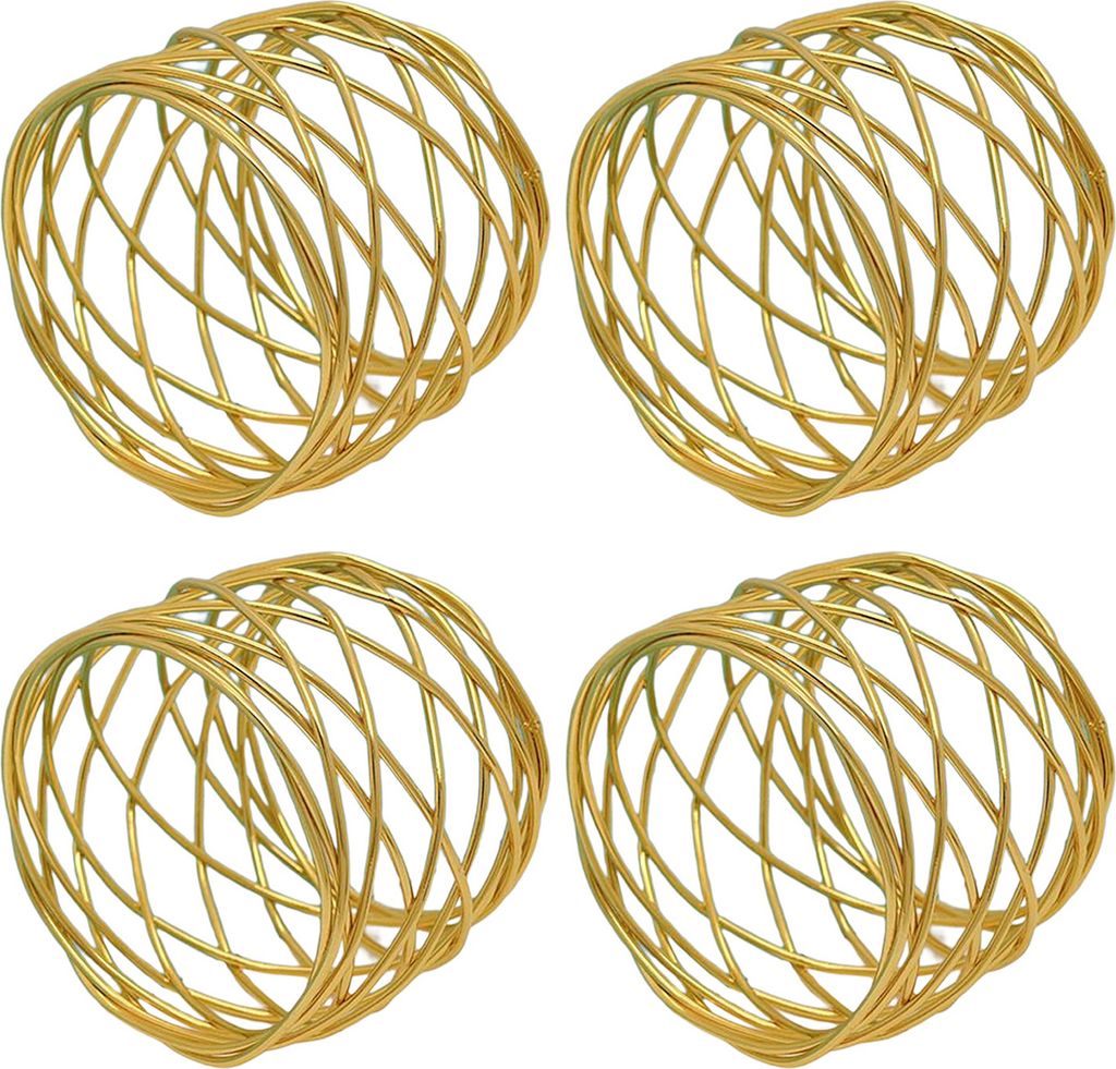 4pcs Serviettenring Hollow Out Elegant Metal Festival Bankett Party Esstisch Handtuchhalter Wohnkultur-Golden
