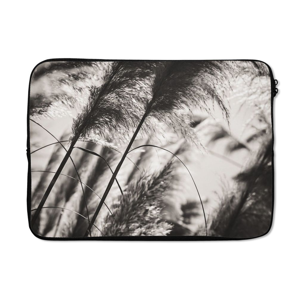 MuchoWow Laptop Hülle 14 ZollPampasgras - Schwarz - Weiß - Pflanze Laptoptasche - Laptoptasche - Stoßsicher - Schutzhaube