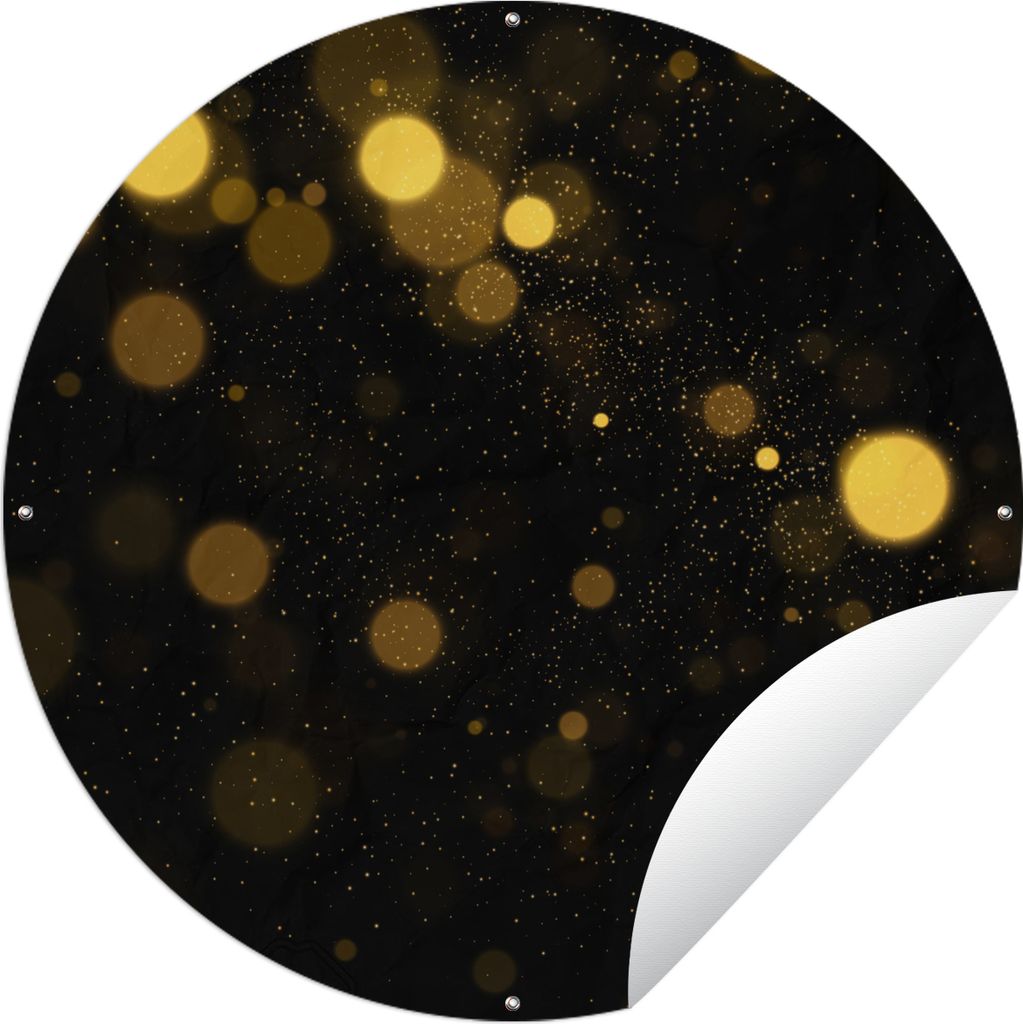 MuchoWow Gartenposter Outdoor-Poster Rund Gold - Abstrakt - Luxus - Schwarz Ø 150 cm Gartendeko Rundes Poster draußen