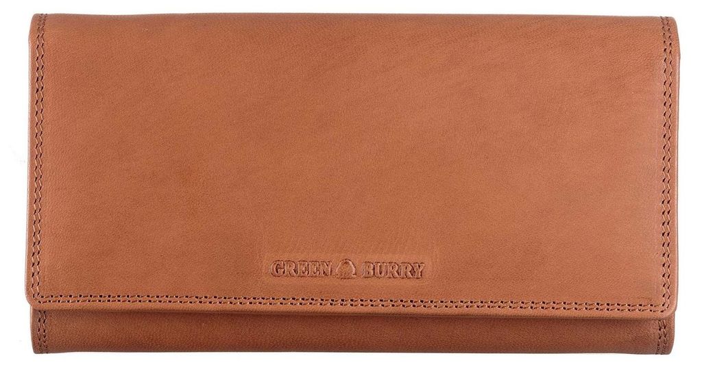 GREENBURRY Leder Geldbörse Fiorentina Long Ladies Wallet RFID Tan braun