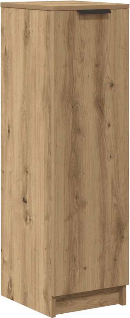A single tall, narrow cabinet with a wood grain finish.