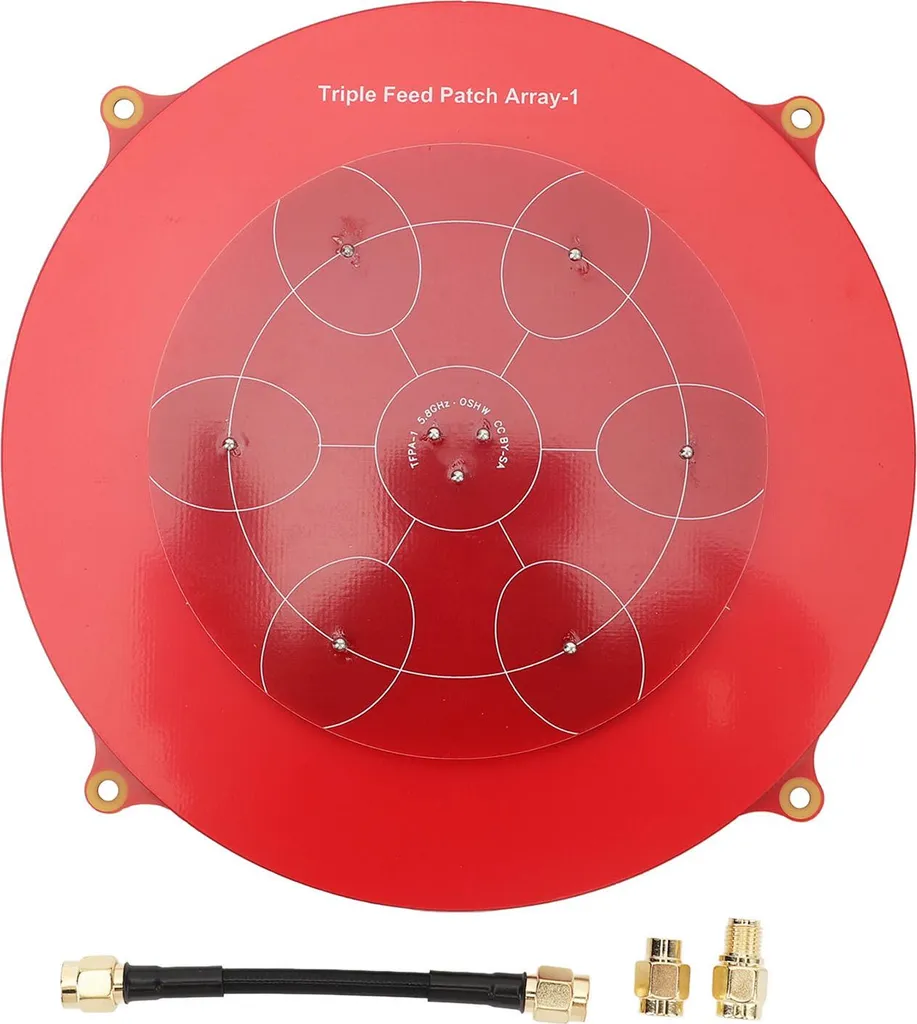 Antenne Patch Triple Flux 5,8 GHz Rouge PCB avec Connecteur SMA Male