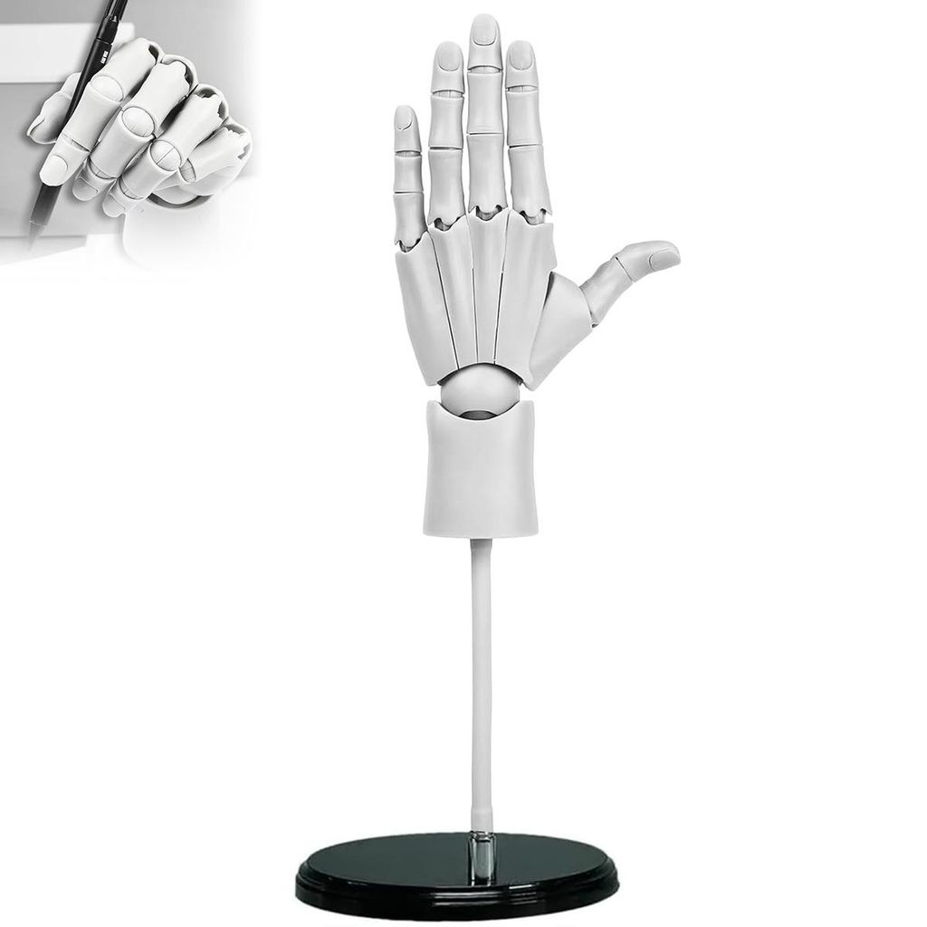 Flexibles Handmodell, verstellbare Künstler-Handfigur, zum Zeichnen, lebendige Handpuppe für Schreibtischdekoration,Skizzieren,Malen, linke Hand,...