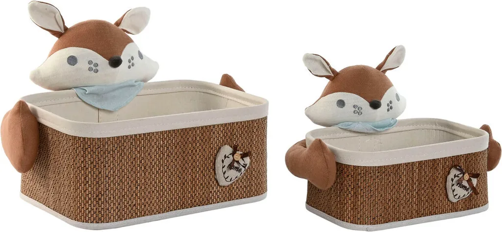 Paniers de rangement Home ESPRIT en tissu bicolore bleu marron - 2 pièces