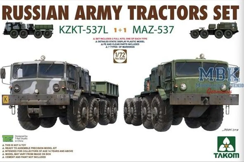 Kit Takom 5003 Tracteurs KZKT-537L et MAZ537 avec Photodécoupe 1:72