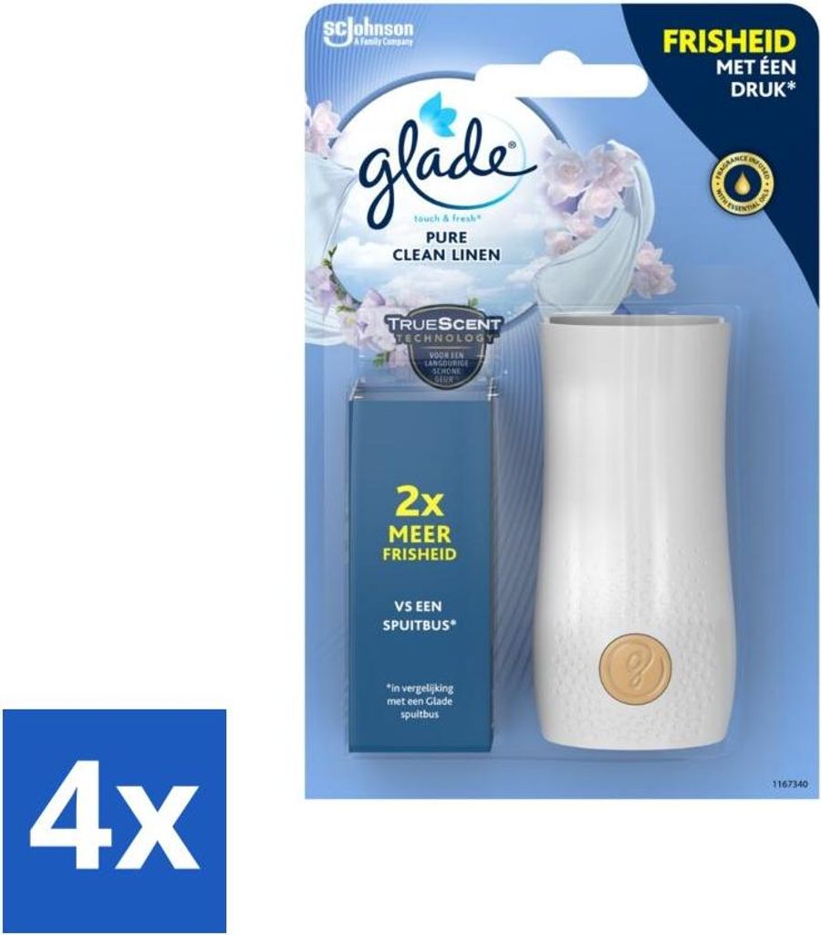 Glade - Holder Touch & Fresh - Reines sauberes Leinen - 10 ml - Vorteilspack - 4 Stücke