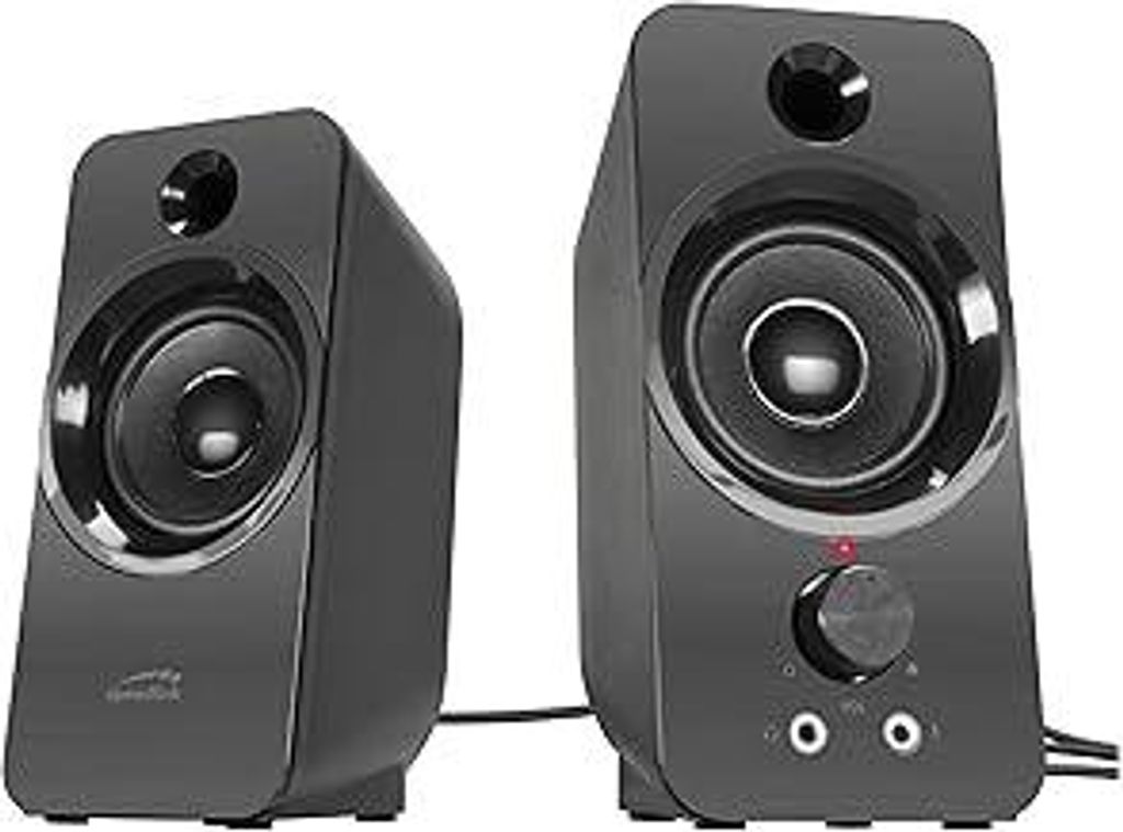 Speedlink DAROC Stereo PC Speaker - PC Lautsprecher mit Klinkenstecker 3,5mm AUX, 12Watt, USB Stromversorgung, Computer Boxen Klinke, Klein, Aktiv,...