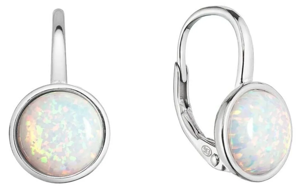 Boucles d'oreilles argent hypoallergénique et opale blanche anti-ternis