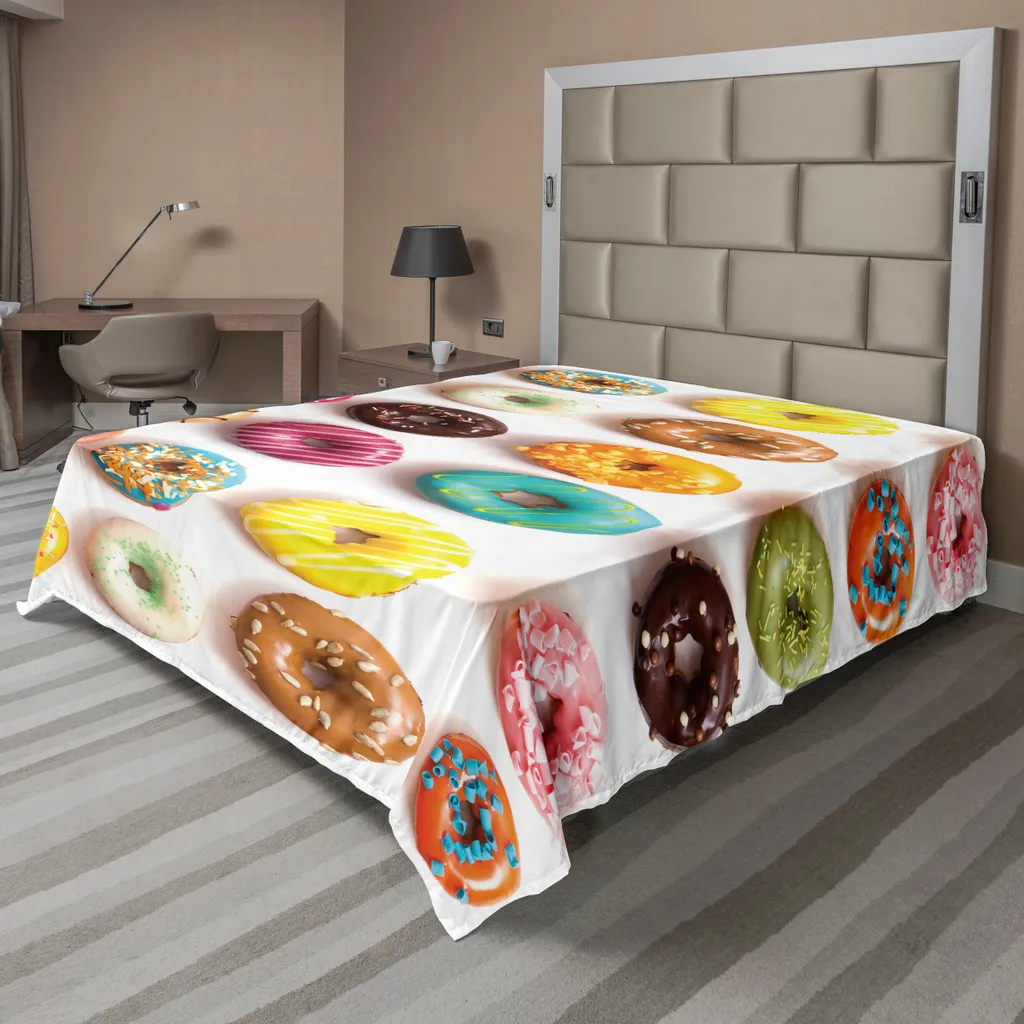 Drap de Dessus Doux aux Couleurs Vives Motif Donuts en Microfibre de Luxe