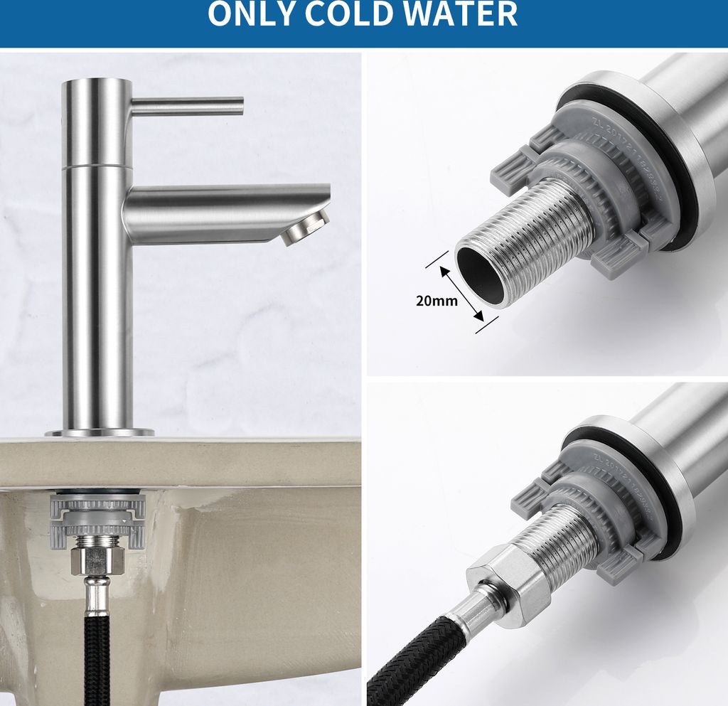 Kaltwasser Wasserhahn Bad Armatur Waschtischarmatur Produktbild 6