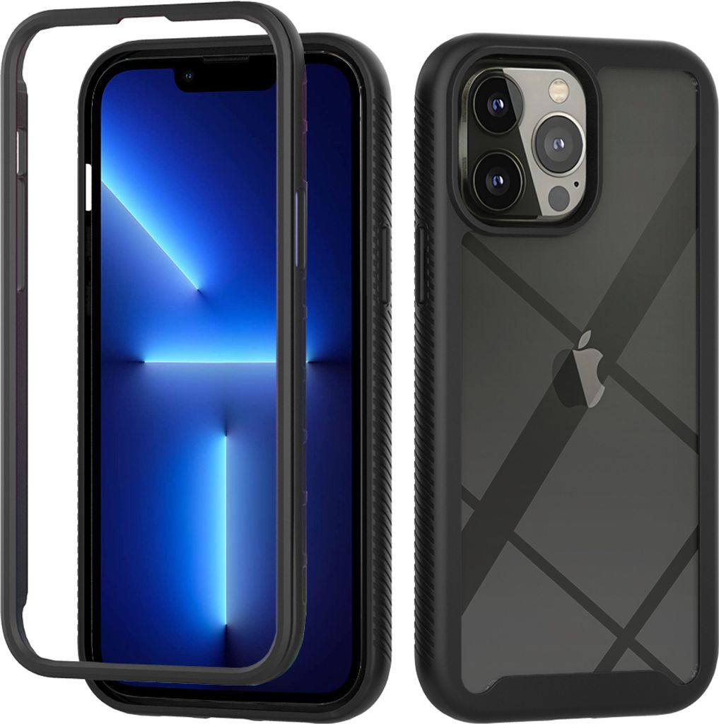 iPhone 13 Pro Max Hülle, Hybrid Transparente Rückseite Robust TPU Bumper Rutschfest Stoßfest Ganzkörper Schutzhülle für iPhone 13 Pro Max Sch...