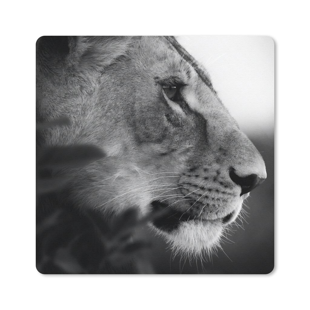 MuchoWow Mauspad Mousepad Löwe - Wilde Tiere - Dschungel - Schwarz - Weiß 30x30 cm - Mousepads - Maus Mat - Pad - Mausunterlage - Gaming