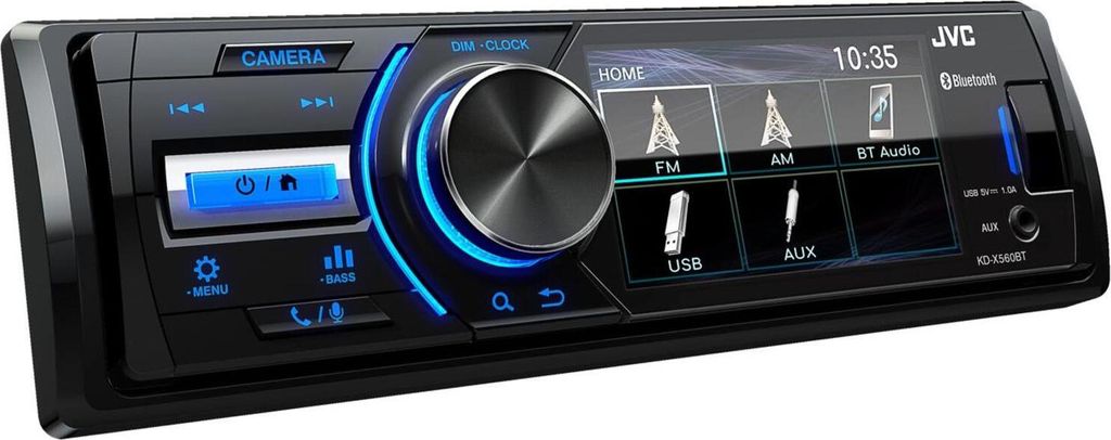 JVC KD-X560BT, Schwarz, 1 DIN, 180 W, 16 W, Drehregler, Produktbild 