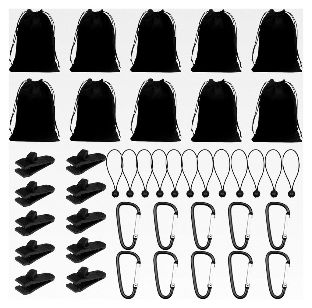 40 Tragbare Gewichtstaschen für Pavillon-Vorhänge im Freien, 10 Gewichtstaschen, 10 Karabiner, 10 Clips, 10 Spanngummis, Beschwerungssäcke zur B...