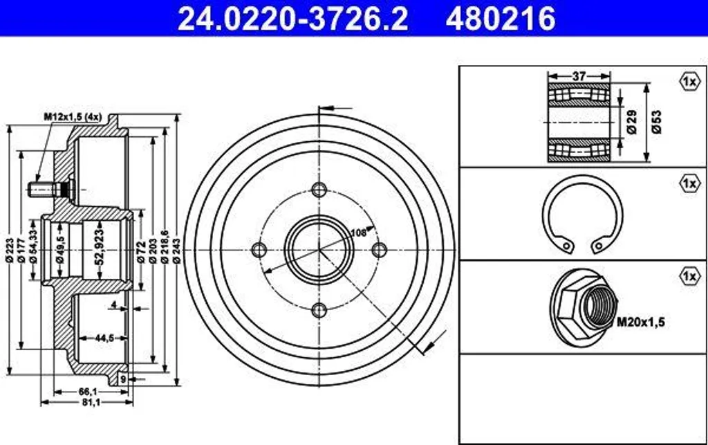 Tambour de frein arrière haute qualité compatible Fiesta et Mazda 2