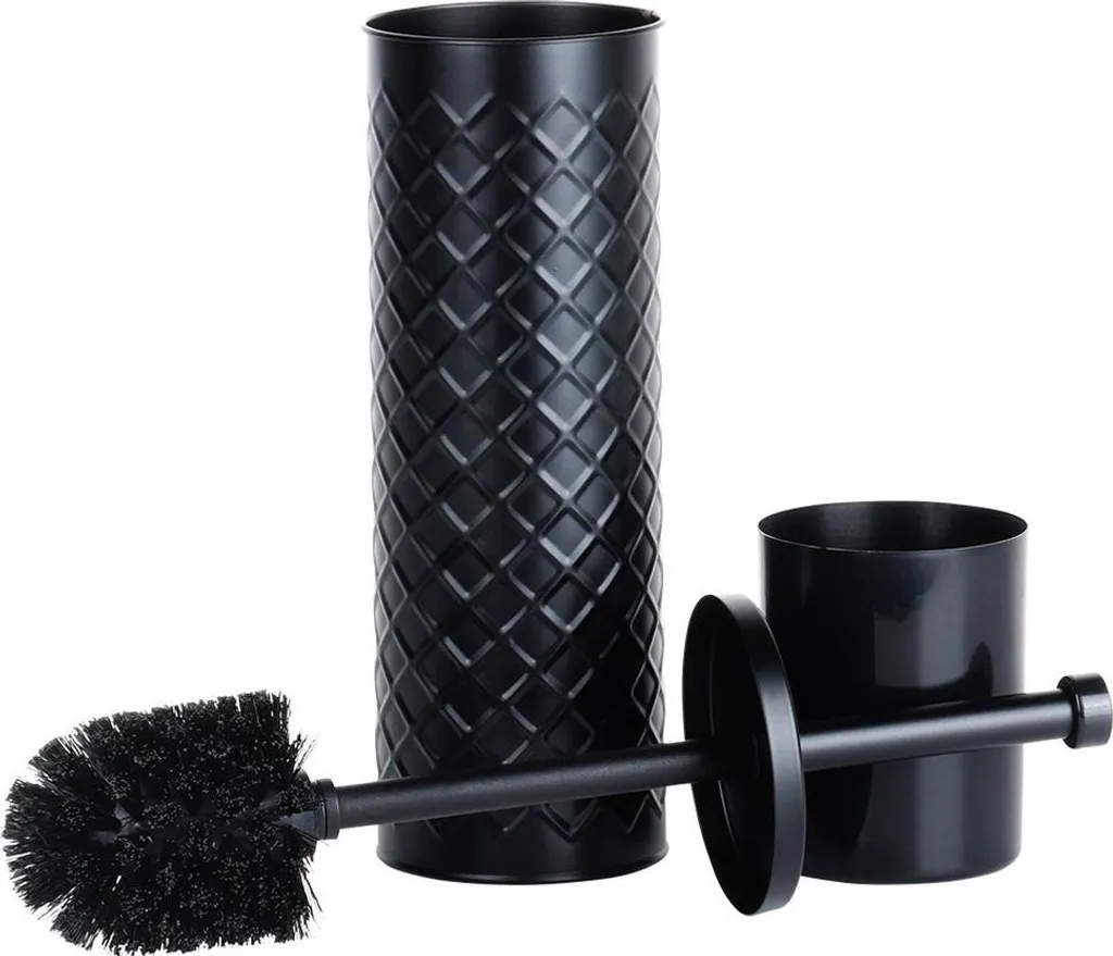 Brosse WC anti-stagnation avec support égouttoir métal noir hygiénique - 8