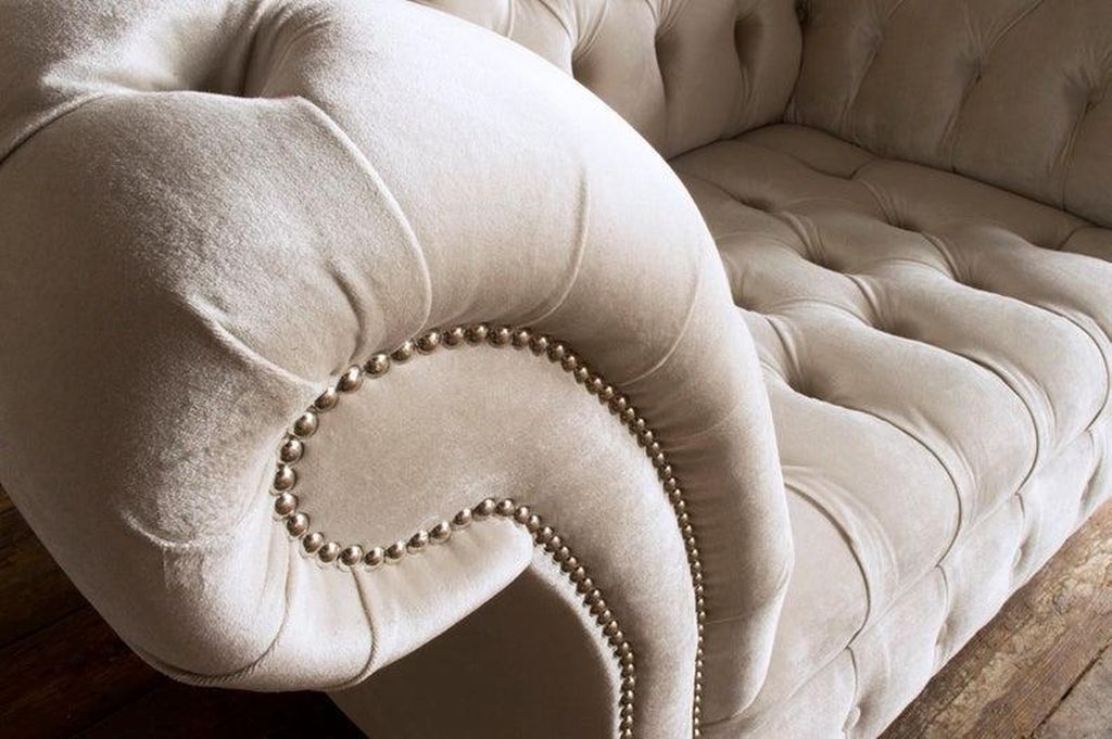 Chesterfield Sessel Fernseh Couch 1 Sitzer Sofa Textil Stoff Couchen Polster #4