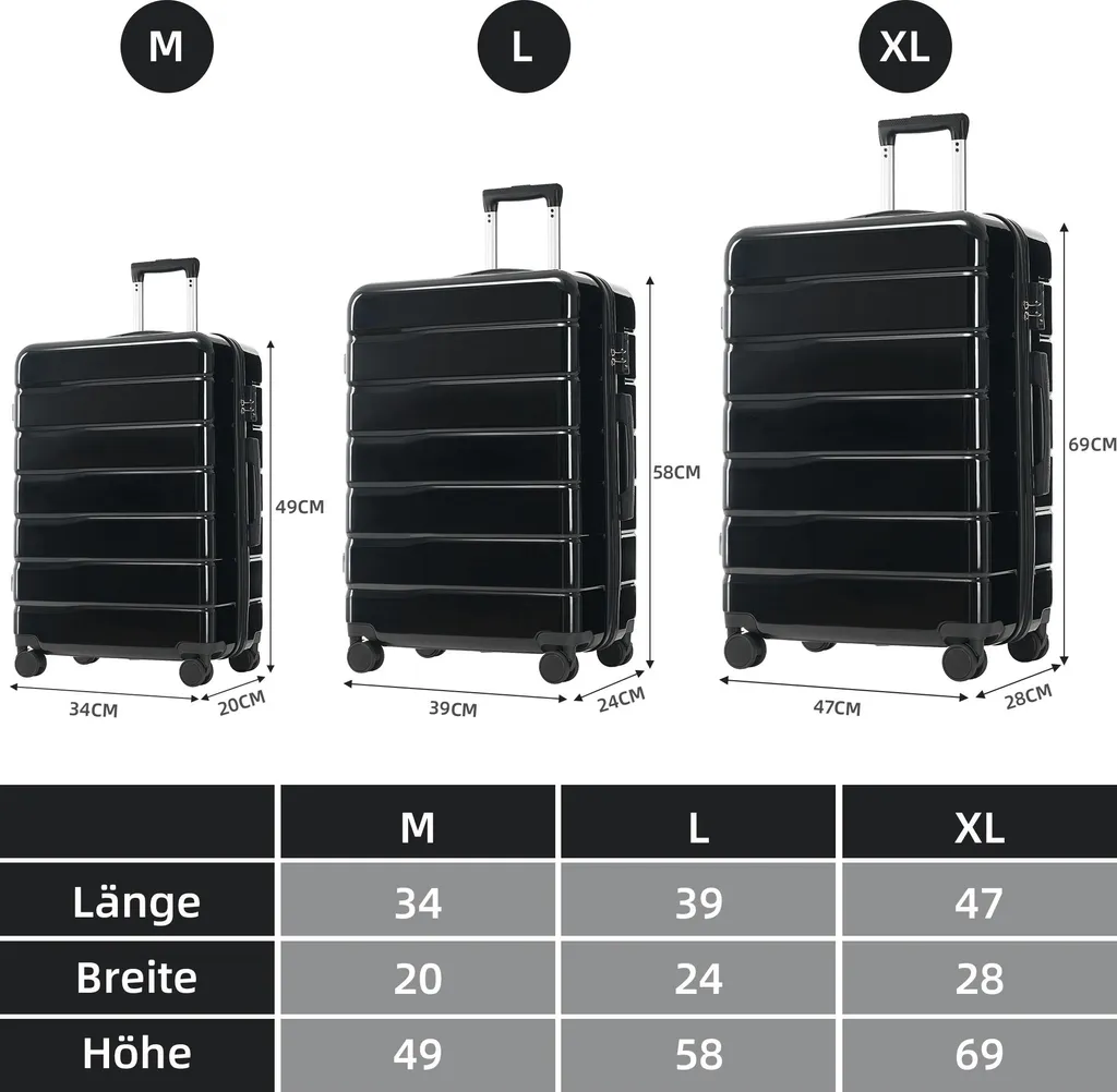 Valises Ultra Résistantes ABS+PC et Serrure TSA avec Roulettes Silencieuses