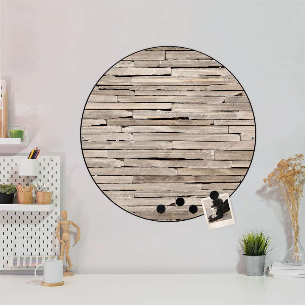 Design Stahlmagnettafel Schwarz Rund 47cm Steinplatten