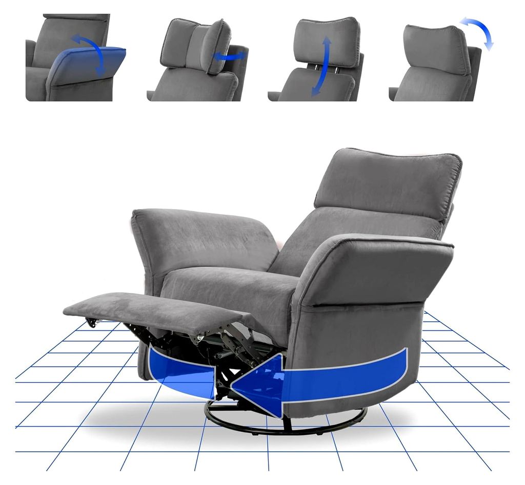 XR8 Wiege, Elektrischer Relaxsessel mit Schaukelfunktion, stufenlos verstellbarer Liegefunktion, 3D-Kopfstütze & Vollpolsterung – Stillstuhl fü...