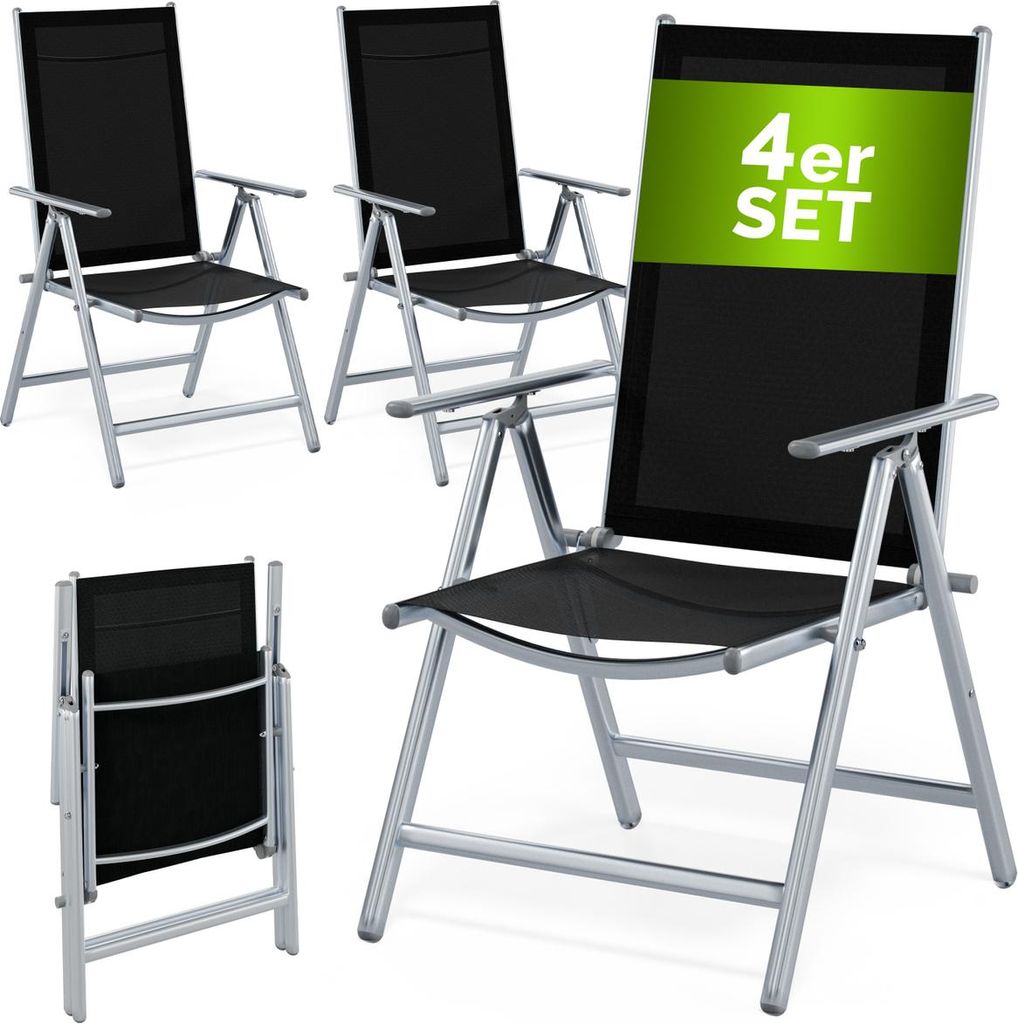 CASARIA Gartenstühle 4er Set Hochlehner Klappbar 8-Fach Verstellbar Camping Stuhl Aluminium Wetterfest Klappstuhl 120kg Belastbarkeit Garten Balkon
