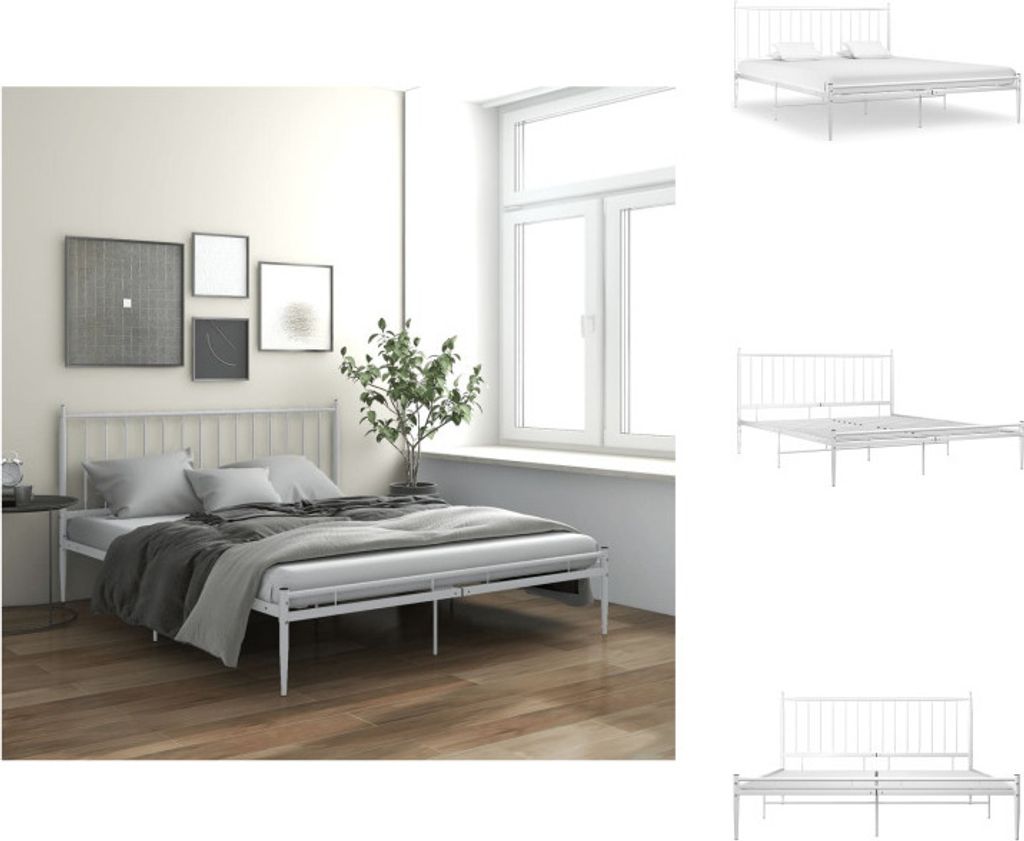 vidaXL Bett Weiß Metall 200x200 cm - Betten & Bettgestelle