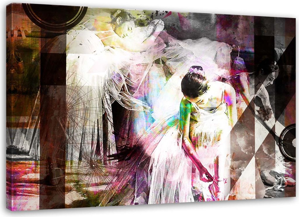 Leinwandbild ballerina im kleid - abstrakt 100x70 cm Feeby farbe wandbild bereit zum aufhängen