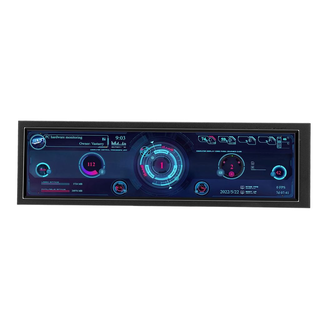 8,8 Zoll PC Temperaturmonitor – 1920x480 60Hz, AIDA64 PC-Sensor Panel, CPU, GPU, SSD Temperaturüberwachung für Windows & Linux