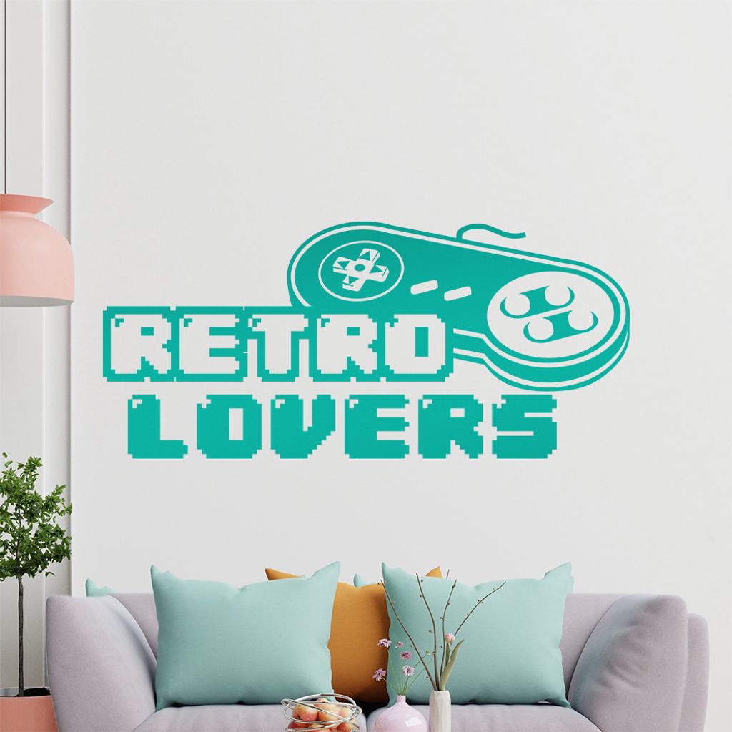 KIWISTAR Retro Lovers Controller - Vintage Oldschool Pixel Game Kindheit Wandtattoo in 6 Größen - Wandaufkleber Wall Sticker - Dekoration, Küche...