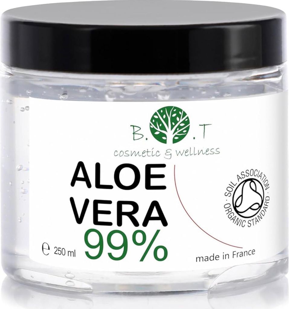 Bio Aloe Vera Gel 100% Natur Feuchtigkeitscreme für Gesicht und Körper | Hautpflege für Trockene Haut und Sonnenbrand | Haar Gel | Nicht an Tier...