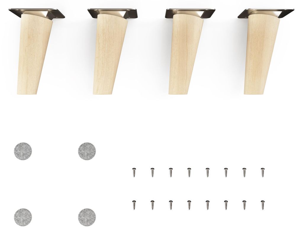 4x sossai Holzfüße rund - schräge Ausführung 10cm Buche Produktbild 